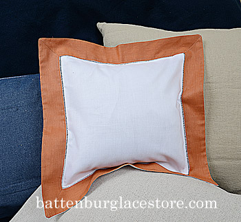 Pillow Sham Cover 26x26 Square White with Raw Sienna color